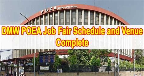 DMW POEA Job Fair Schedule, and Venue 2023 Updated List.
